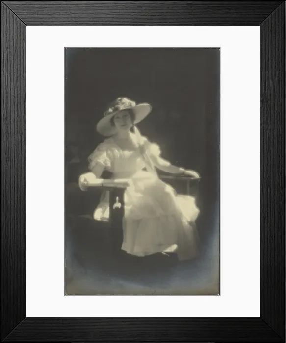 Framed Print : Portrait of a Woman in White Dress, 1907-1943. Creator: Louis Fleckenstein Framed Print : Portrait of a Woman in White Dress, 1907-1943. Creator: Louis Fleckenstein