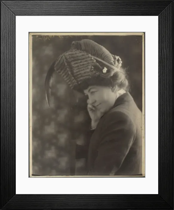 Framed Print : Portrait of a Woman with Feathered Hat, 1907-1943. Creator: Louis Fleckenstein Framed Print : Portrait of a Woman with Feathered Hat, 1907-1943. Creator: Louis Fleckenstein