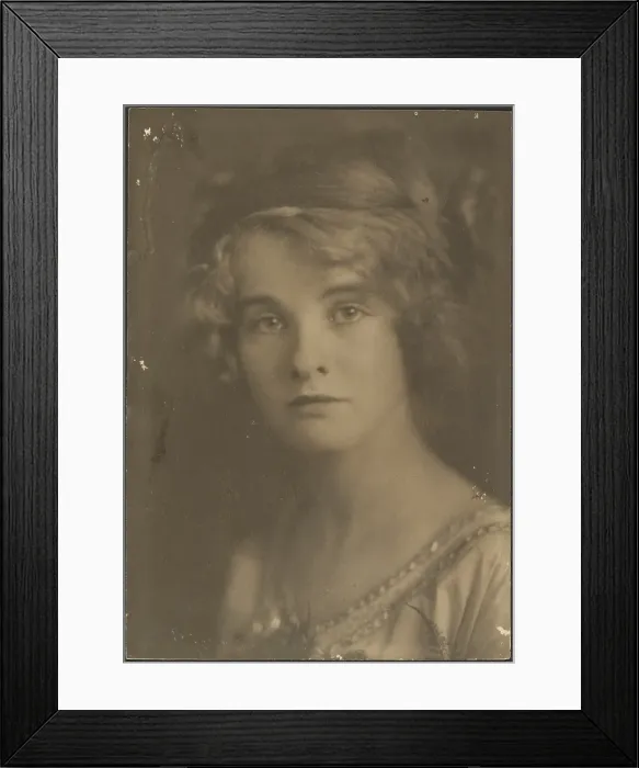Framed Print : Portrait of a Woman Holding Bouquet with Fern, 1907-1924. Creator: Louis Fleckenstein Framed Print : Portrait of a Woman Holding Bouquet with Fern, 1907-1924. Creator: Louis Fleckenstein