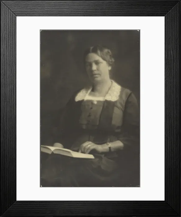 Framed Print : Portrait of a Woman with Open Book, 1907-1943. Creator: Louis Fleckenstein Framed Print : Portrait of a Woman with Open Book, 1907-1943. Creator: Louis Fleckenstein