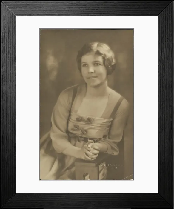 Framed Print : Portrait of a Woman with Ribbon Bows on Dress, 1907-1924. Creator: Louis Fleckenstein Framed Print : Portrait of a Woman with Ribbon Bows on Dress, 1907-1924. Creator: Louis Fleckenstein