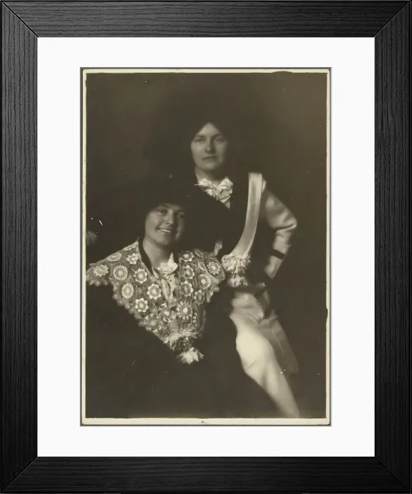 Framed Print : Portrait of Two Women in Ornate Outfits, 1907-1943. Creator: Louis Fleckenstein Framed Print : Portrait of Two Women in Ornate Outfits, 1907-1943. Creator: Louis Fleckenstein