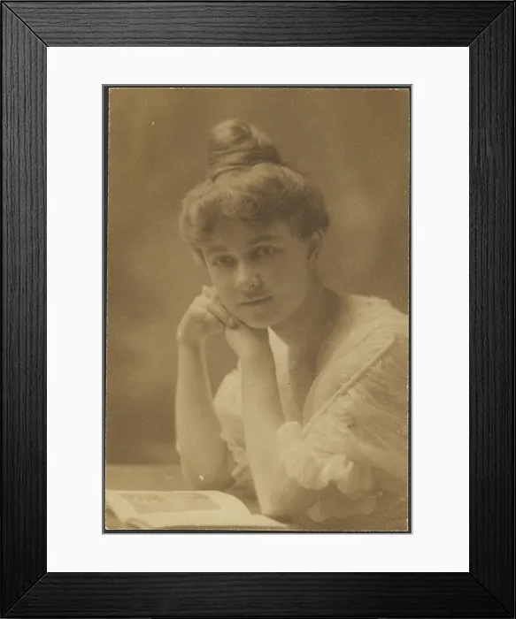 Framed Print : Portrait of a Woman Seated with Magazine, 1907-1943. Creator: Louis Fleckenstein Framed Print : Portrait of a Woman Seated with Magazine, 1907-1943. Creator: Louis Fleckenstein