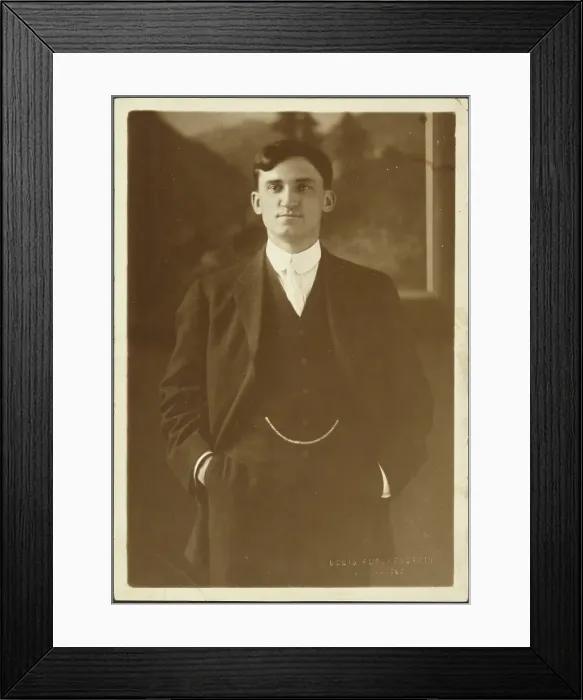 Framed Print : Portrait of a Man with Watch Chain, 1907-1924. Creator: Louis Fleckenstein