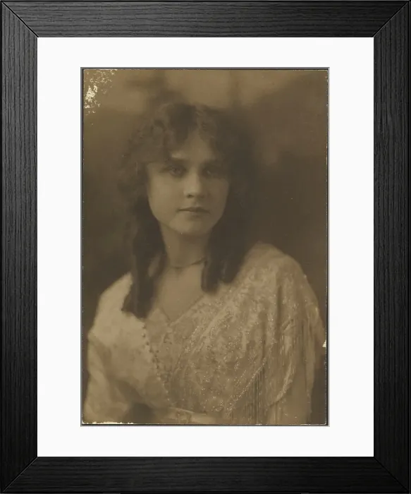 Framed Print : Portrait of a Woman with Beaded Fringe Dress, 1907-1943. Creator: Louis Fleckenstein Framed Print : Portrait of a Woman with Beaded Fringe Dress, 1907-1943. Creator: Louis Fleckenstein
