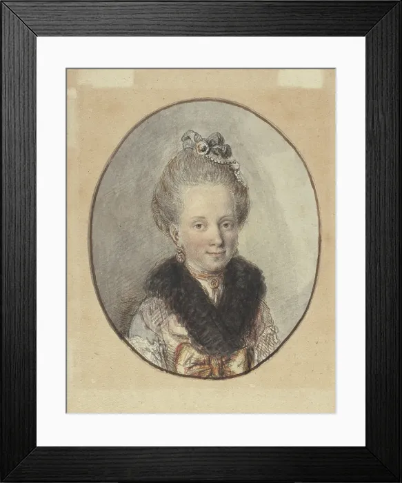 Framed Print : Portrait of a Young Woman with a Fur Collar, 1760s or early 1770s. Creator: Christian Wilhelm Ernst Dietrich Framed Print : Portrait of a Young Woman with a Fur Collar, 1760s or early 1770s. Creator: Christian Wilhelm Ernst Dietrich