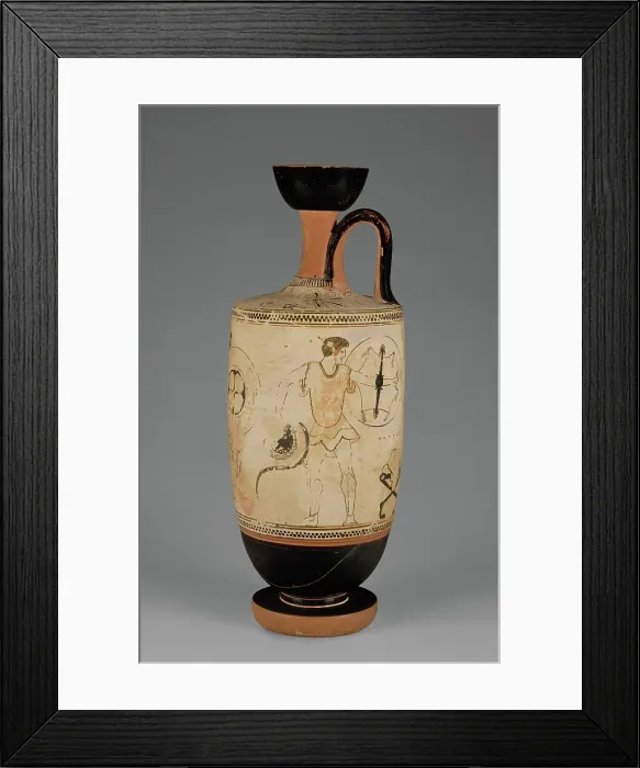 Framed Print : Attic White-Ground Lekythos, about 490 BC. Creator: Douris Framed Print : Attic White-Ground Lekythos, about 490 BC. Creator: Douris