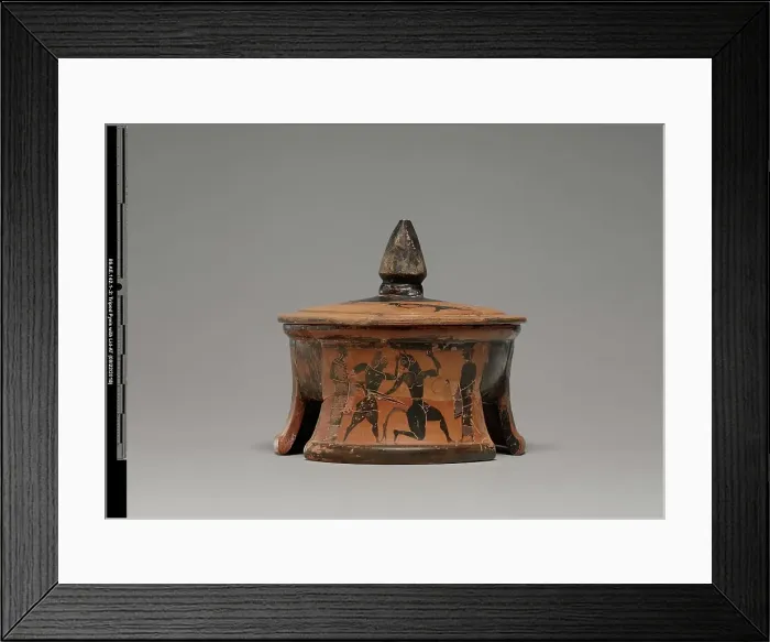 Framed Print : Attic Tripod Pyxis with Lid, about 540 BC. Creator: Unknown