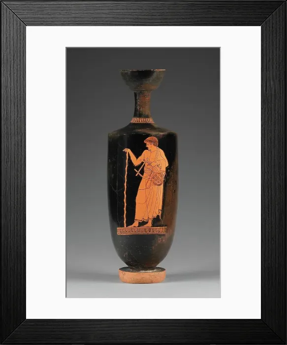 Framed Print : Attic Red-Figure Lekythos, about 480 BC. Creator: Eucharides Painter Framed Print : Attic Red-Figure Lekythos, about 480 BC. Creator: Eucharides Painter