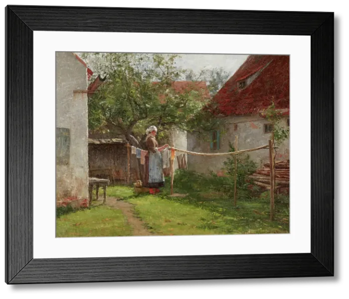 Framed Print : Wash Day, Bavaria, 1885. Creator: John Ottis Adams Framed Print : Wash Day, Bavaria, 1885. Creator: John Ottis Adams