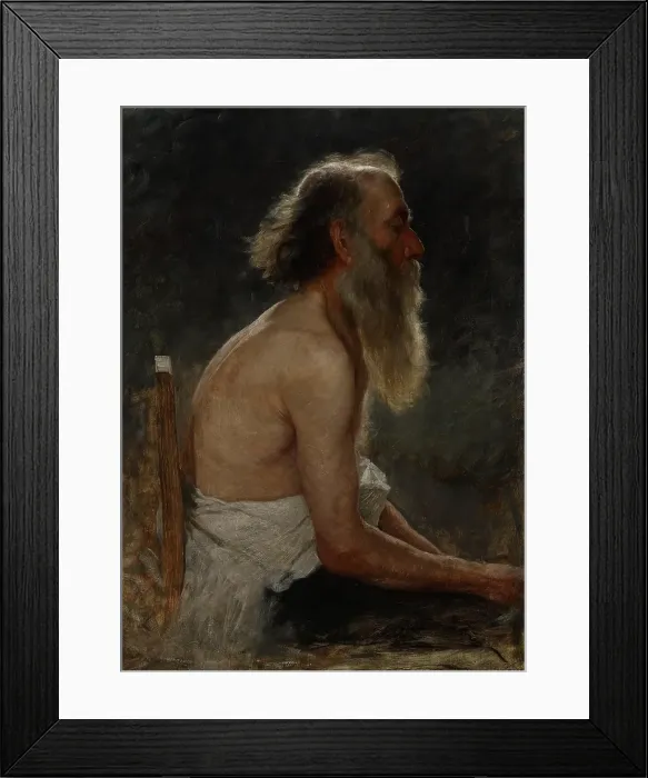 Framed Print : Half-Length Figure Study (Old Man), about 1883-1884. Creator: John Ottis Adams Framed Print : Half-Length Figure Study (Old Man), about 1883-1884. Creator: John Ottis Adams