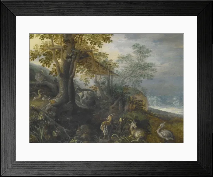 Framed Print : Landscape with Animals, about 1610. Creator: Roelandt Savery Framed Print : Landscape with Animals, about 1610. Creator: Roelandt Savery