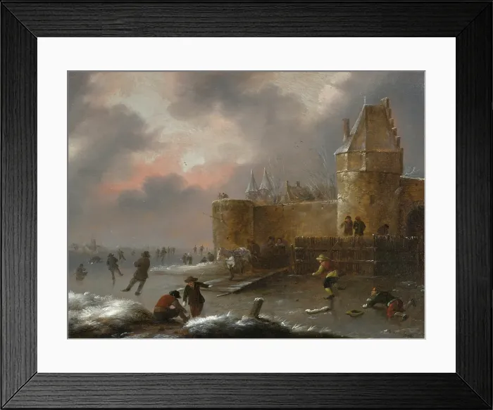 Framed Print : Winter Landscape with Skaters, about 1660. Creator: Klaes Molenaer Framed Print : Winter Landscape with Skaters, about 1660. Creator: Klaes Molenaer