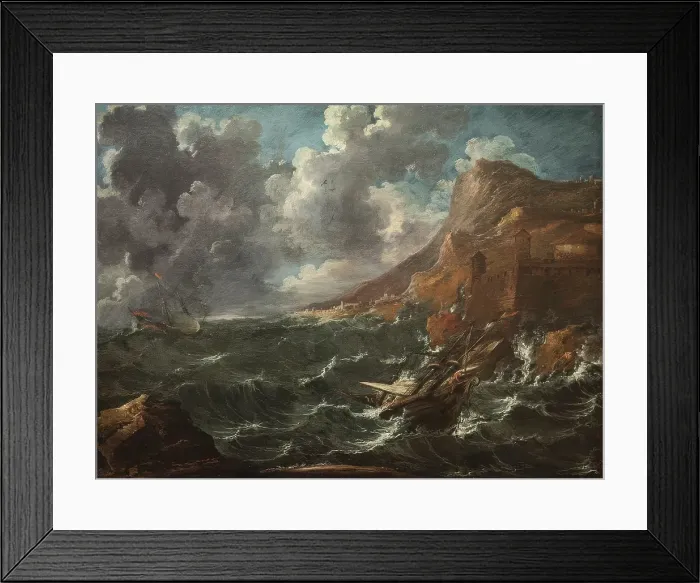 Framed Print : Ships in a Gale, about 1705-1708. Creator: Marco Ricci Framed Print : Ships in a Gale, about 1705-1708. Creator: Marco Ricci