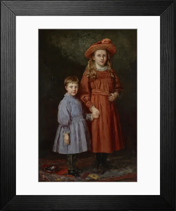 Framed Print : The Pierce Children, 1887. Creator: Theodore Clement Steele Framed Print : The Pierce Children, 1887. Creator: Theodore Clement Steele