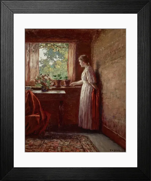 Framed Print : The Girl by the Window, 1910. Creator: Theodore Clement Steele Framed Print : The Girl by the Window, 1910. Creator: Theodore Clement Steele