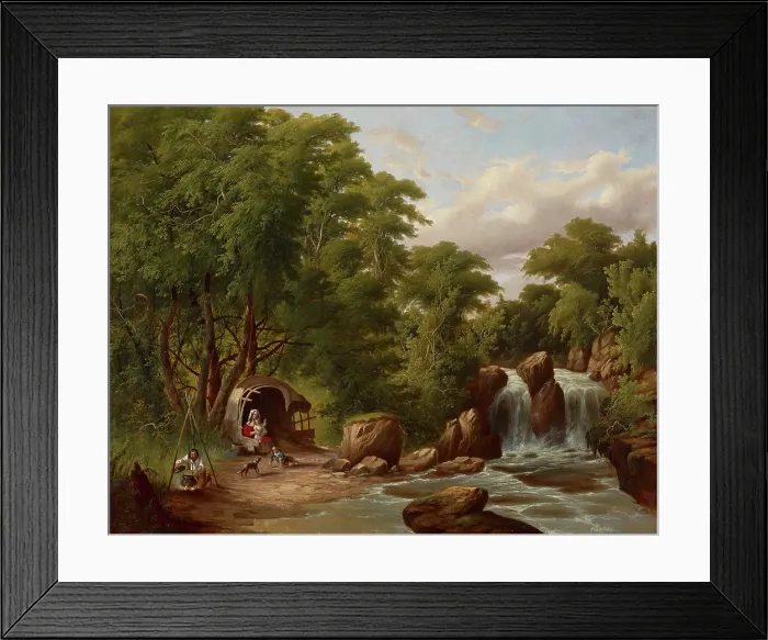 Framed Print : Landscape with Figures, 1859. Creator: Thomas Balthazar Glessing Framed Print : Landscape with Figures, 1859. Creator: Thomas Balthazar Glessing