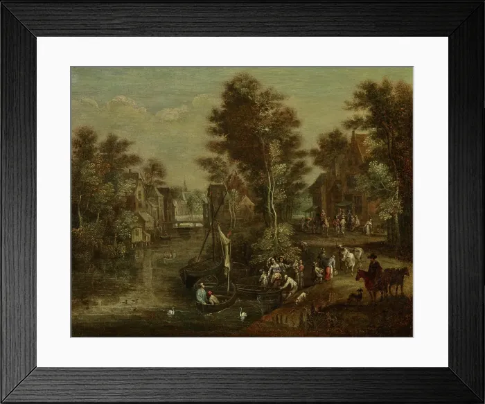 Framed Print : A Lady with Her Retinue beside a River, date unknown. Creator: Pierre van Bredael Framed Print : A Lady with Her Retinue beside a River, date unknown. Creator: Pierre van Bredael