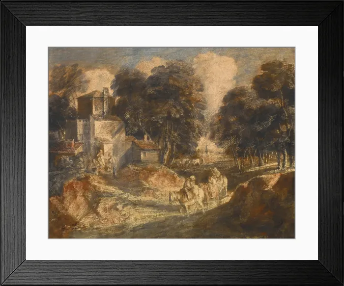Framed Print : Wooded Landscape with Mounted Peasants, 1772. Creator: Thomas Gainsborough Framed Print : Wooded Landscape with Mounted Peasants, 1772. Creator: Thomas Gainsborough