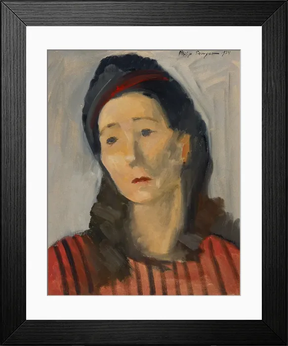 Framed Print : Red Blouse (Portrait of Onya LaTour), 1934. Creator: Philip Ayer Sawyer
