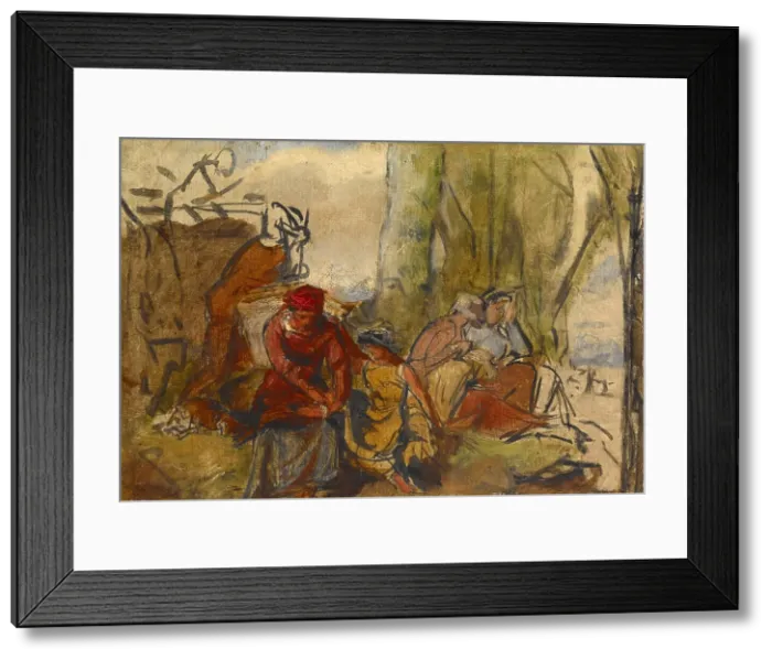 Framed Print : Figures in a Landscape, probably 1800s. Creator: Unknown Framed Print : Figures in a Landscape, probably 1800s. Creator: Unknown