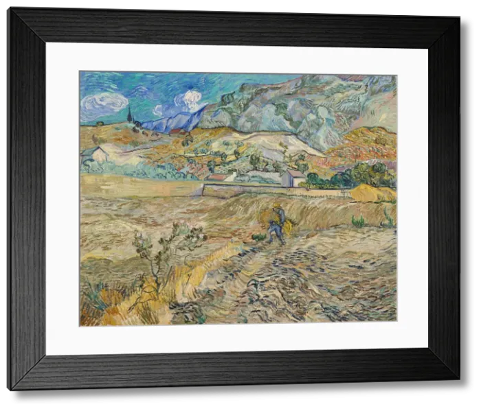 Framed Print : Landscape at Saint-Remy (Enclosed Field with Peasant), 1889. Creator: Vincent van Gogh Framed Print : Landscape at Saint-Remy (Enclosed Field with Peasant), 1889. Creator: Vincent van Gogh