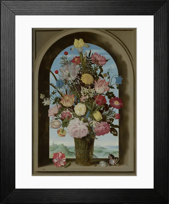 Framed Print : Vase of Flowers in a Window, c1593-1621. Creator: Ambrosius Bosschaert the Elder Framed Print : Vase of Flowers in a Window, c1593-1621. Creator: Ambrosius Bosschaert the Elder