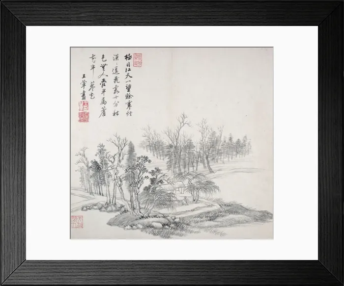 Framed Print : Album after old masters and poems, 1650-1717. Creator: Wang Hui