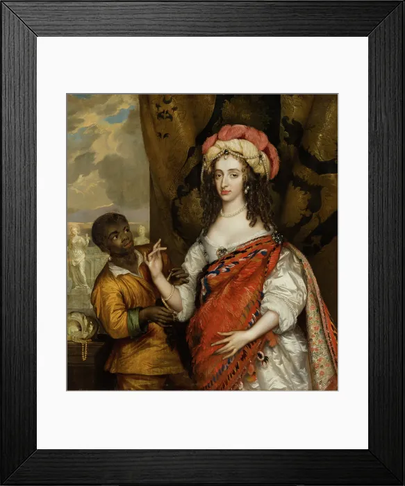 Framed Print : Posthumous Portrait of Mary I Stuart (1631- 1660) with a Servant. Creator: Adriaen Hanneman