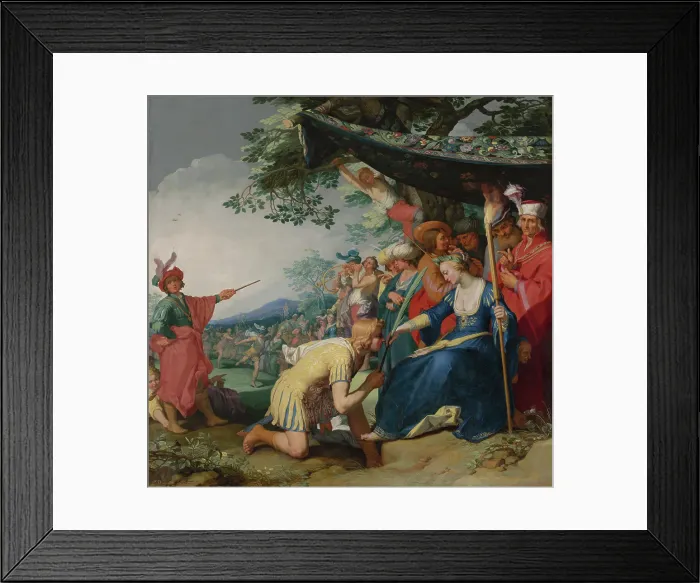 Framed Print : Theagenes Receiving the Palm of Honour from Chariclea. Creator: Abraham Bloemaert Framed Print : Theagenes Receiving the Palm of Honour from Chariclea. Creator: Abraham Bloemaert