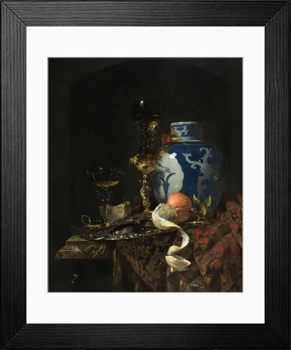Framed Print : Still Life with a Chinese Porcelain Jar, 1669. Creator: Willem Kalf