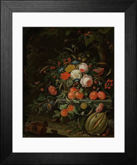 Framed Print : Flowers and Fruit, c1660-1679. Creator: Abraham Mignon Framed Print : Flowers and Fruit, c1660-1679. Creator: Abraham Mignon