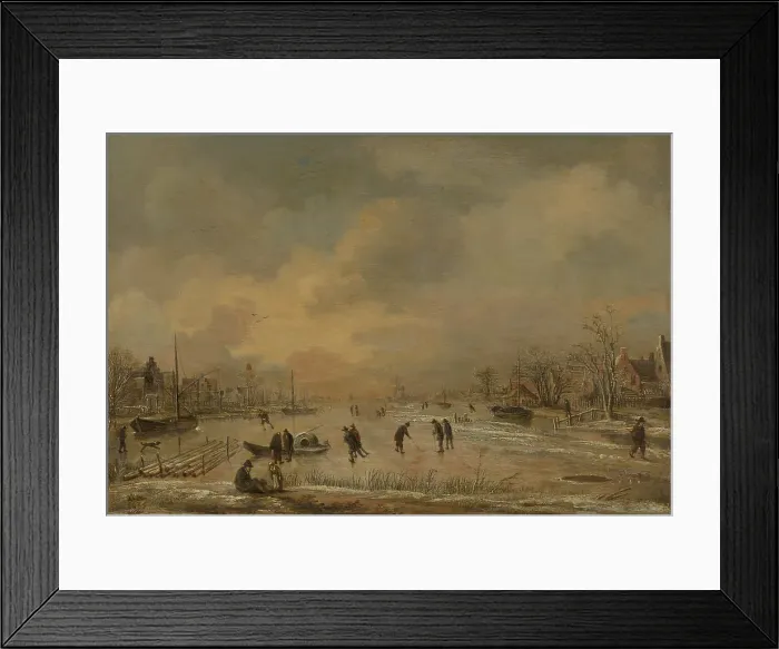 Framed Print : Winter Landscape with Houses, c1630-1670. Creator: Aert van der Neer Framed Print : Winter Landscape with Houses, c1630-1670. Creator: Aert van der Neer