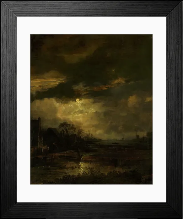 Framed Print : Landscape at Sunset, c1630-1670. Creator: Aert van der Neer Framed Print : Landscape at Sunset, c1630-1670. Creator: Aert van der Neer