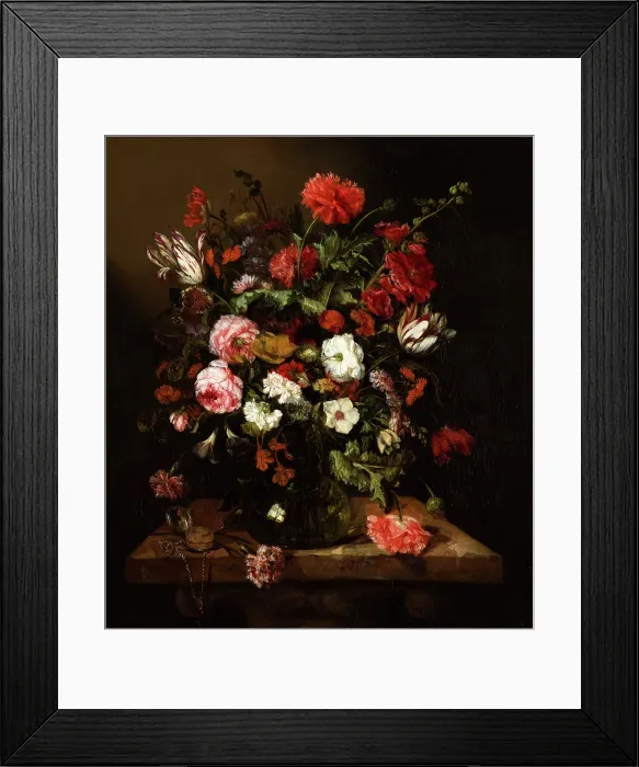 Framed Print : Flower Still Life with a Timepiece, c1640-1690. Creator: Abraham van Beyeren Framed Print : Flower Still Life with a Timepiece, c1640-1690. Creator: Abraham van Beyeren