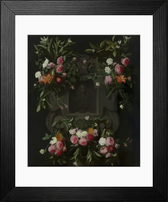 Framed Print : Portrait of Stadholder-King William III (1650-1702) surrounded by a Garland of Flowers. Creator: Daniel Seghers Framed Print : Portrait of Stadholder-King William III (1650-1702) surrounded by a Garland of Flowers. Creator: Daniel Seghers