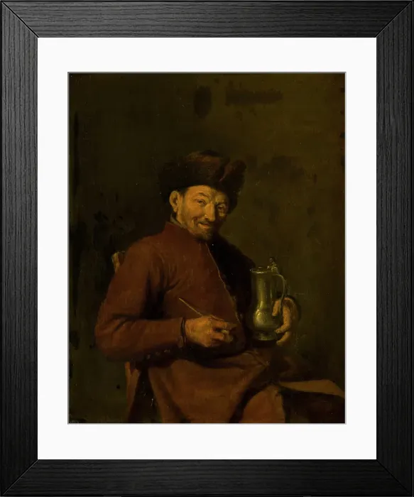 Framed Print : Old Man with Tankard and Pipe. Creator: Anon Framed Print : Old Man with Tankard and Pipe. Creator: Anon