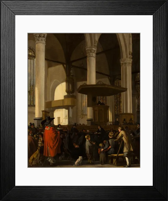 Framed Print : The Oude Kerk in Amsterdam during a Service. Creator: Emanuel de Witte