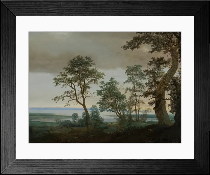 Framed Print : River Landscape, seen through the Trees, c1610-1660. Creator: Cornelius Vroom