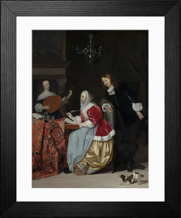 Framed Print : A Young Woman Composing a Piece of Music. Creator: Gabriel Metsu Framed Print : A Young Woman Composing a Piece of Music. Creator: Gabriel Metsu