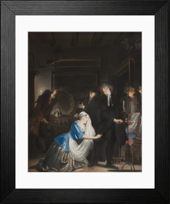 Framed Print : False Virtue Discovered: The Discovery of Volkert in the Laundry Basket, c1720-1750. Creator: Cornelis Troost Framed Print : False Virtue Discovered: The Discovery of Volkert in the Laundry Basket, c1720-1750. Creator: Cornelis Troost
