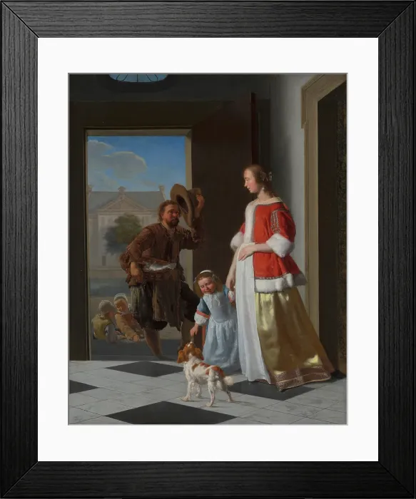 Framed Print : A Fishmonger at the Door. Creator: Jacob Ochtervelt Framed Print : A Fishmonger at the Door. Creator: Jacob Ochtervelt