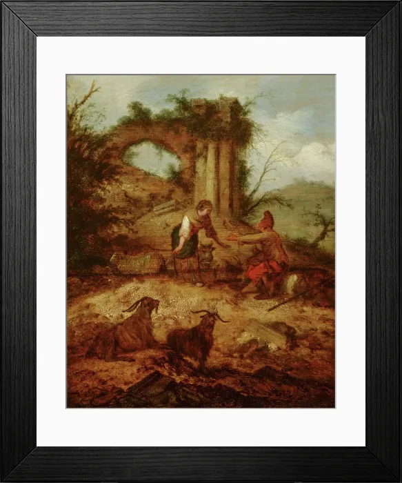 Framed Print : Landscape with Shepherd and Shepherdess, c1620-1680. Creator: Jacobus Mancadan Framed Print : Landscape with Shepherd and Shepherdess, c1620-1680. Creator: Jacobus Mancadan