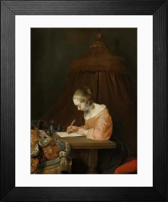 Framed Print : Woman Writing a Letter. Creator: Gerard Terborch II Framed Print : Woman Writing a Letter. Creator: Gerard Terborch II
