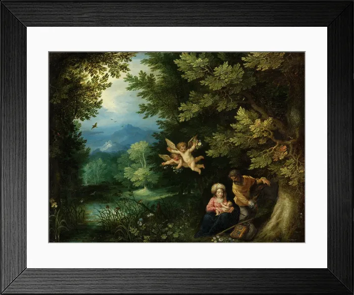 Framed Print : Rest on the Flight into Egypt. Creators: Jan Brueghel the Elder, Johannes Rottenhammer the elder Framed Print : Rest on the Flight into Egypt. Creators: Jan Brueghel the Elder, Johannes Rottenhammer the elder