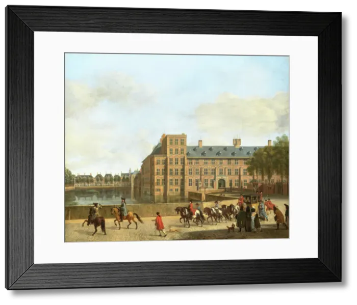 Framed Print : A Hunting Party near the Hofvijver in The Hague, Seen from the Buitenhof. Creator: Gerrit Berckheyde Framed Print : A Hunting Party near the Hofvijver in The Hague, Seen from the Buitenhof. Creator: Gerrit Berckheyde