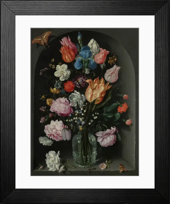 Framed Print : Flowers in a Glass Flask, 1612. Creator: Jacques de Gheyn II Framed Print : Flowers in a Glass Flask, 1612. Creator: Jacques de Gheyn II