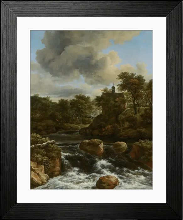 Framed Print : Chapel by a Waterfall. Creator: Jacob van Ruisdael Framed Print : Chapel by a Waterfall. Creator: Jacob van Ruisdael