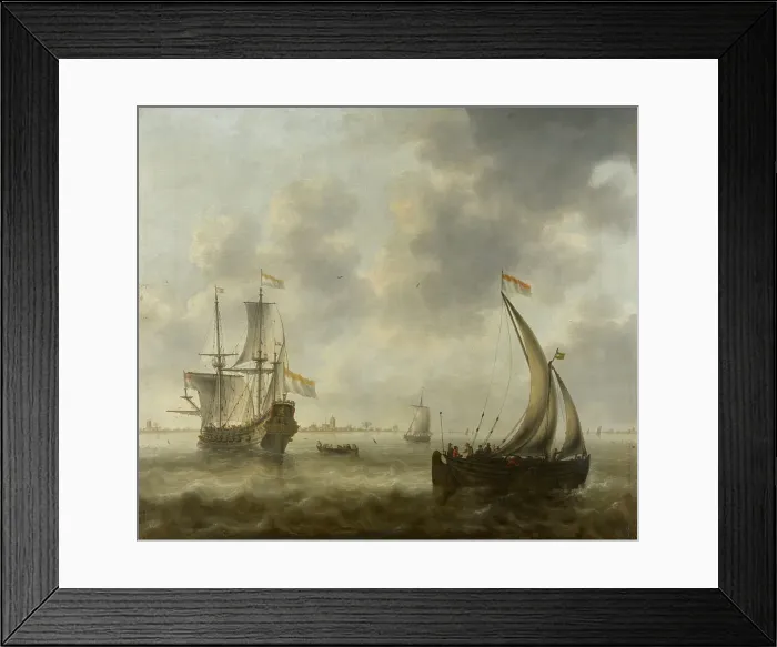 Framed Print : View of Ships on a River. Creator: Jacob Bellevois Framed Print : View of Ships on a River. Creator: Jacob Bellevois