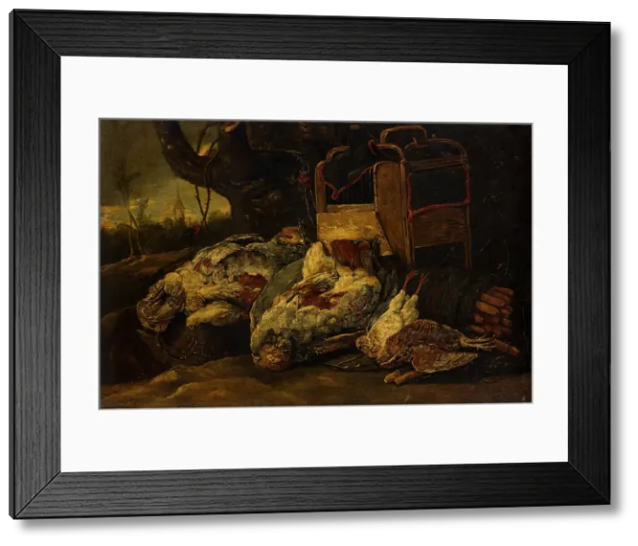 Framed Print : Still Life with Dead Birds, Cage and Net, c1630-1660. Creator: Jan Fyt Framed Print : Still Life with Dead Birds, Cage and Net, c1630-1660. Creator: Jan Fyt